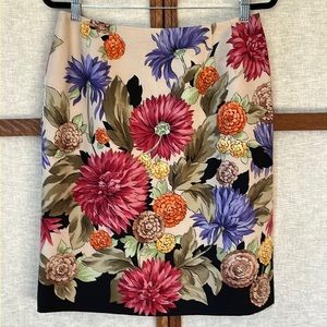 Vintage Talbots Floral Silk Skirt - Size 12P